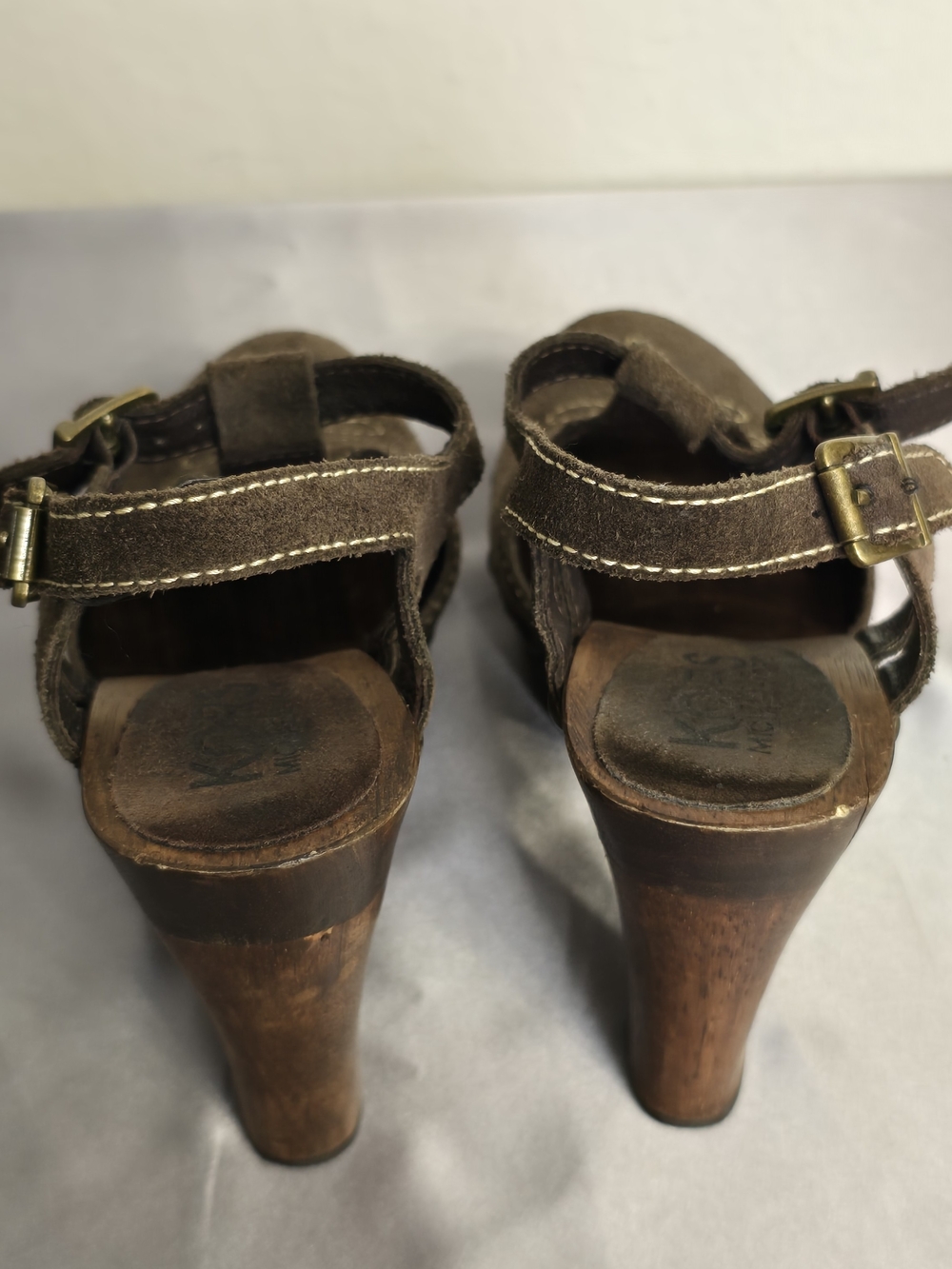 Michael Kors Brown Suede Buckle Clog Heels - Women's - Picture 7 of 12